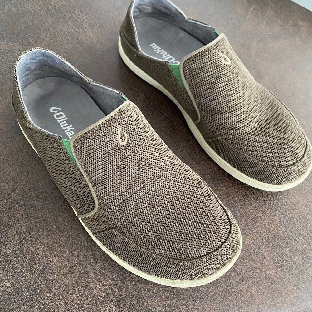 OluKai Mens Nohea Brown Slip-On Loafers Shoes 9
